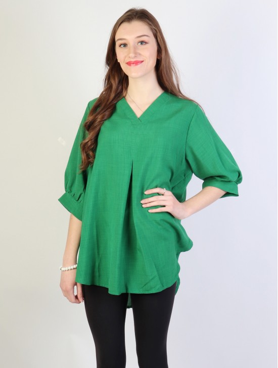 Fashion Blouse W/ V Pin & Buttoned Back 